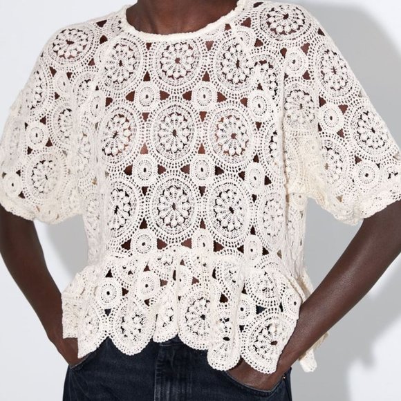 ruffled knit top zara